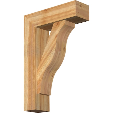 Ekena Millwork Funston Block Rough Sawn Bracket w/ Offset Brace, Western Red Cedar, 8"W x 26"D x 38"H BKT0806X26X38FST05RWR
